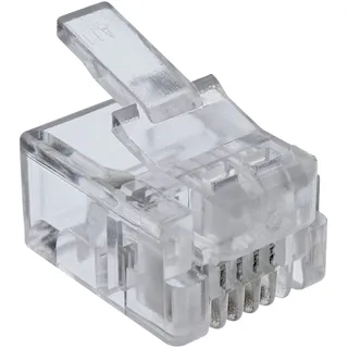 InLine 73014R 10er Pack Modularstecker, 6P4C RJ11 zum Crimpen auf Rundkabel
