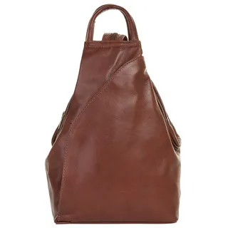 Cityrucksack PIKÉ, Damen, Gr. B/H/T: 32cm x 30cm x 14cm, onesize, braun, Leder, Rindsleder, Rucksäcke Cityrucksack, echt Leder, Made in Italy