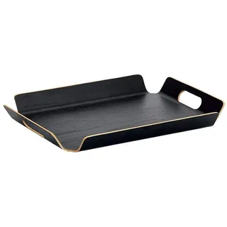Zeller Present Servierplatte Holz / Wengefurnier, 2 seitliche Griffe, erhabener Rand,