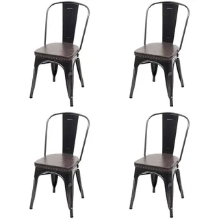 Mendler Esszimmerstuhl HWC-H10e Kunstleder schwarz-braun 4er Set