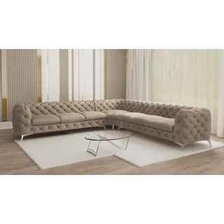 s-style möbel Paul - Chesterfield Ecksofa mit Silber Metall Füßen 323 cm X 75 cm X 323 cm