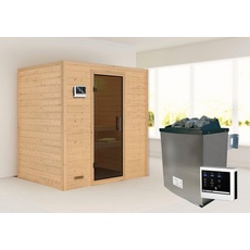 Bild von Sauna »"Sonja" mit graphitfarbener Tür Ofen 9 KW externe Strg modern«, beige