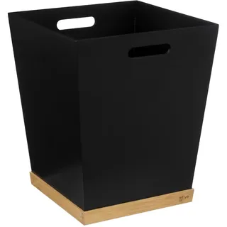 Abfalleimer Mülleimer MDF-Platte Bambus schwarz braun 32x27 cm Abfallbehälter