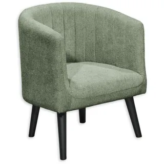 PAUL Loungesessel mit Armlehnen, Olive - Moderner Wohnzimmer Fernsehsessel gepolstert mit schwarzen Massivholz Füßen - 61 x 82 x 58 cm (B/H/T)