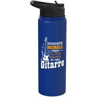 Unterschätze niemals einen alten Mann mit einer Gitarre Stainless Steel Insulated Water Bottle