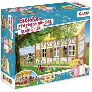 Craze Bibi und Tina Spielzeug Pferdestall Set Martinshof Spielset mit Pferden Spielfiguren und Pferde Zubehör Reiterhof Bauernhof Spielzeug ab 3 Jahre