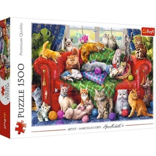 Trefl Puzzle 1500 - Katzen auf dem Sofa