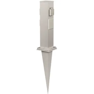 ledscom.de Garten-Steckdosen-Säule Polly mit Erdspieß für außen, IP44, 3-Fach, Smart Home, Edelstahl, eckig, 38cm