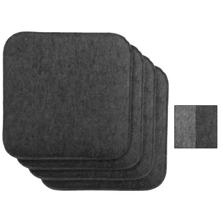 Brandsseller Wende-Sitzkissen Filz 4er Vorteilspack zweifarig Eckig Stuhlkissen Sitzauflage Gepolstert - 35 x 35 x 1,5 cm Anthrazit/Grau
