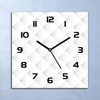Wanduhr Echt-Glas-Küchenuhr Rhomben Gradient Quarz Lautlos 30x30 Deko Bilder - Grau