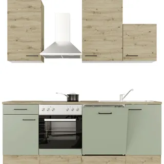 Flex-Well Küchenzeile FLEX-WELL Cara 220 cm grün