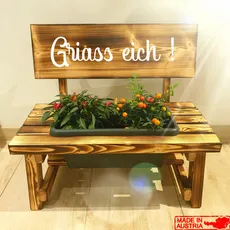 Blumenbankerl Geschenk " Griass eich! " - groß