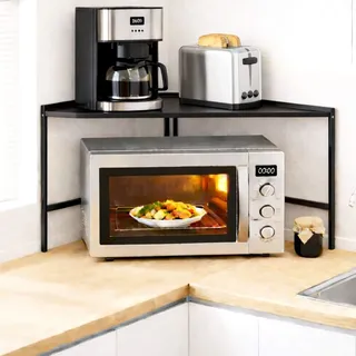 DanDiBo Eckregal Küche Arbeitsplatte Küchenregal 72x72 cm Mikrowellenregal Schwarz 2 Stufig 96688 Mikrowellen Regal Ecke