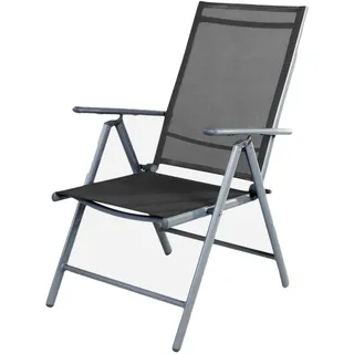 Mojawo Garten Klappstuhl Gartenstuhl Hochlehner Alu Textilen Silber/Anthrazit