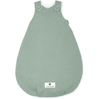 Julius Zöllner Babyschlafsack Musselin, warme Füllung 2,5 TOG, waschbar bei 40°C, Made in Germany, Oeko TEX Standard 100, grün, Gr. 68/74