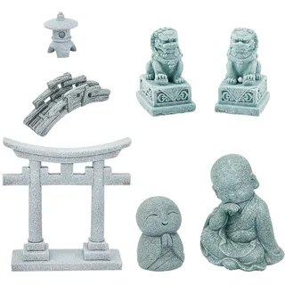SUPERFIDINGS 7 Stile Pagode Löwe Gartenstatue Japanische Pagode Torii Tor Stein Fußgängerbrücke Figuren Für Landschaft Balkon Garten Terrasse Veranda Hof Kunst Ornament