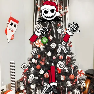 Auirre Jack Weihnachtsbaumspitze, Kopf, Arme und Beine, Weihnachten, gruseliger Totenkopf, dekorative Baumschmuck, Dekoration, lustige Dekoration für den Innenbereich, Gothic-Motto-Party-Zubehör