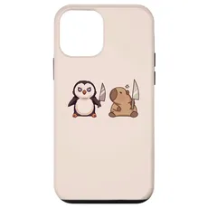 Hülle für iPhone 12 mini Pinguin und Capybara mit Messer
