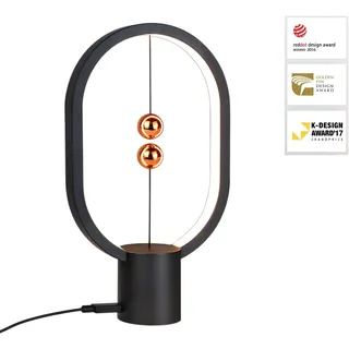 ZMH Tischlampe LED Design Lampe: Heng Balance Lamp Schwarz Morden Tischleuchte Kleine Deko Nachttischlampe Magnetlampe mit USB für Wohnzimmer Bedside Schlafzimmer Büro Geschenk - Schwarz