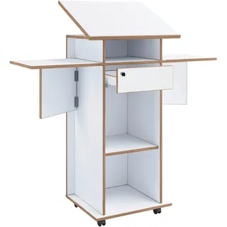 VCM P & B Stehpult , Weiß, Honigeiche , Holzwerkstoff , 106,6 cm Schubladen , 43.6x106.6x122.8 cm , Stauraum , Büromöbel, Schreibtische, Stehpulte