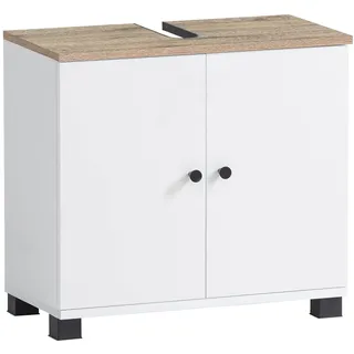 Schildmeyer MÖBELPARTNER Waschbeckenunterschrank Balto 157427 weiß, wildeiche 59,8 x 32,6 x 62,4 cm