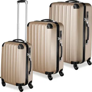 tectake® Hartschalenkoffer-Set 3-teilig, aus robustem ABS-Kunststoff