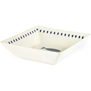 Excelsa Ocean 6er Set Suppenteller Keramik 17x17cm Blaue Fische Dekor
