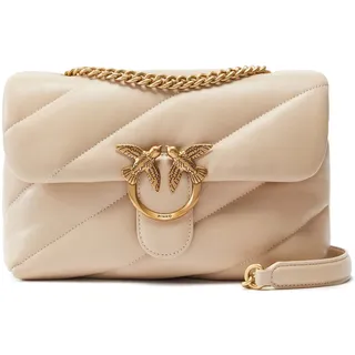 PINKO Love Puff Classic Umhängetasche Leder Beige/Smoke Grey/Antique Gold