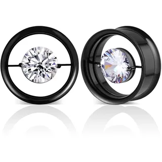 COOEAR 1 Paar Edelstahl Tunnel Edelstein Ohrstöpsel Ösen Messgeräte für Ohren Schrauben zurück Double Flared Stretchers Expander.