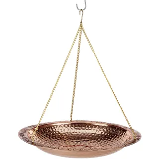 Good Directions Vogeltränke zum Aufhängen, aus reinem Kupfer, 45,7 cm Durchmesser, mit Messingkette, Vogelfutterstation
