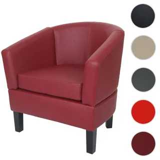 Lounge-Sessel HWC-O17, Sessel Clubsessel Cocktailsessel, FSC®-zertifiziert Kunstleder ~ bordeaux