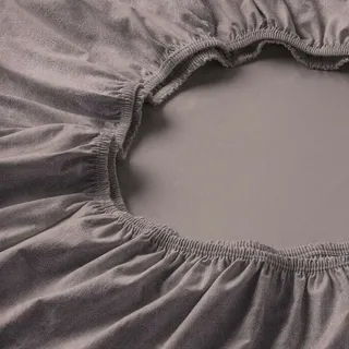 ESTELLA Spannbetttuch Samt Velours | Kiesel | Frottee | 150x200 cm | passend für Matratzen 140-160 cm (Breite) x 200 cm (Länge) | trocknerfest und bügelfrei | 80% Baumwolle 20% Polyester
