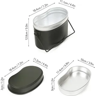 1,5 l Outdoor-Militär-Kantine-Messing-Set, Camping-Kochgeschirr, Lunchbox, Kochtopf für Rucksackreisen, Angeln, Wandern, Picknick - Grün