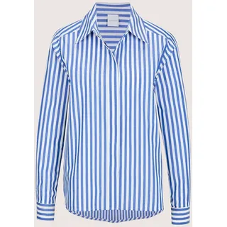 Langarmbluse MADELEINE "Streifenbluse Hemdbluse mit Streifenmuster", Damen, Gr. 44, weiß (weiß, azurblau), Obermaterial: 100% Baumwolle CO., Modern, schmal, Blusen Langarmbluse, Bluse mit seitlich eingesetztem Kontrastband