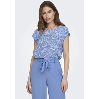 ONLY Shirtbluse »ONLVIC S/S AOP TOP NOOS PTM«, mit Allover Druck, blau