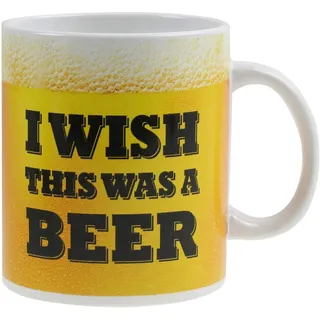 Out of the blue OOTB 78/8189 Porzellan-Becher, I Wish This was A Beer, Porzellan, Gelb, 15 x 12 x 14.2 cm, 1 Einheiten