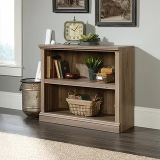 Bücher Regal, Landhaus Freistehendes Bücherregal modernes Holz 2 Ebenen | Landhausstil für Büro & Wohnzimmer – Braun, Weiß oder Schwarz, 60/80 cm breit