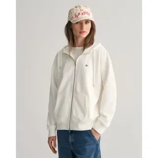 Gant für Damen. 4201412 Shield Kapuzenpullover mit Reißverschluss weiß (XS), Lässig, Baumwolle