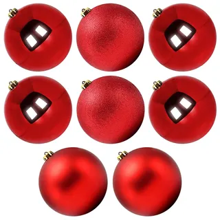 Benjia Weihnachtskugeln Groß Aussen, Dekokugel Wetterfeste Riesen Große Gross XXL Outdoor Draußen Draussen Kunststoff Weihnachtskugel Christbaumkugeln Kugeln Weihnachten (15cm/8STK, Rot)