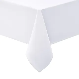 smiry Tischdecke Abwaschbar Rechteckig 140x220cm Tischtuch Polyester Wasserabweisend Lotuseffekt Tischwäsche Schmutzabweisend Abwischbare Tafeldecke für Party Küche, Weiß