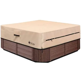 UCEDER wasserdichte Whirlpool-Abdeckung für den Außenbereich, 210 x 200 x 50 cm, 600D strapazierfähiges Polyester, Whirlpool-Abdeckung, Schutz (braun)