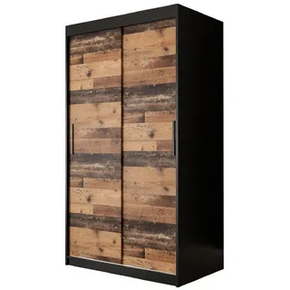 Möbel Kryspol Schwebetürenschrank 200/100/62 2-türig , Schwarz , Kunststoff , Nachbildung , 4 Fächer , 100x200x62 cm , Schlafzimmer, Kleiderschränke, Schwebetürenschränke