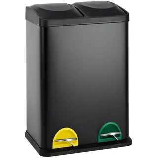 Svita Mülleimer Tc2X20 Küchen-Eimer 40Liter Fassungsvermögen 2x20L Abfalleimer 2er-Mülleimer , Schwarz , Metall , Quadratisch , 40x58x33 cm , Haushalt & Reinigung, Reinigung, Mülleimer & Abfallsammler