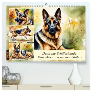 Deutsche Schäferhunde - Klassiker rund um den Globus (hochwertiger Premium Wandkalender 2026 DIN A2 quer), Kunstdruck in Hochglanz: Freund und Helfer des Menschen (CALVENDO Tiere)