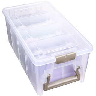 ArtBin Semi Satchel Foto- und Bastelorganizer Set, große Box mit [8] Kunststoff-Aufbewahrungsboxen innen, transparent, 0