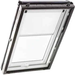 Original Roto Verdunkelungsrollo ZRV Elektrisch - Nahezu vollständige Verdunkelung - Führungsschiene Weiß - Baureihe Designo R4/R7 und Classic 43/73 - Größe 065/140 | 06/14 - Stofffarbe Weiß