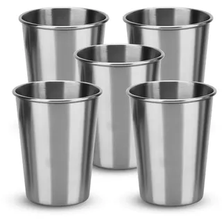 Intirilife Edelstahl Becher 0,17 l Silber 5 St.