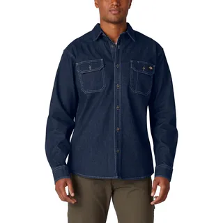 Dickies Men's Dickies Men's Flex Denim Long Sleeve Button Down Shirt, Dark Denim Wash, XL UK