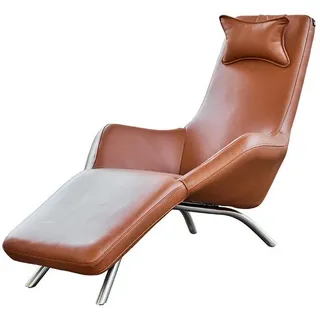 Kawola Relaxliege Caval Braun Leder , Metall , Füllung: Schaumstoff , 79x95x157 cm , Gartenmöbel, Gartenliegen, Relaxliegen