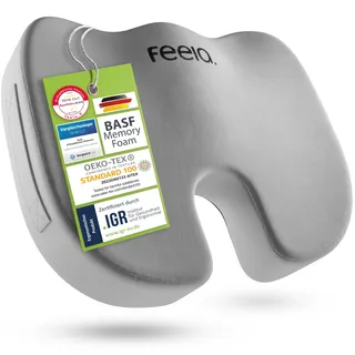 feela.® Orthopädisches Sitzkissen [3 Härtegrade] TESTSIEGER – Ergonomisches Sitzkissen für Bürostuhl & Auto – Schmerzlindernd, Steißbein entlastend, Sitzkomfort & Durchblutung fördernd (Weich)